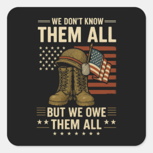 We zijn ze alle Patriotic Veterans Day Memorial ve Vierkante Sticker