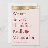 We zijn zo dankbaar. Echt waar. Dat betekent veel. Bedankkaart (Voorkant)