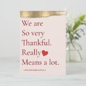 We zijn zo dankbaar. Echt waar. Dat betekent veel. Bedankkaart (Staand voorkant)