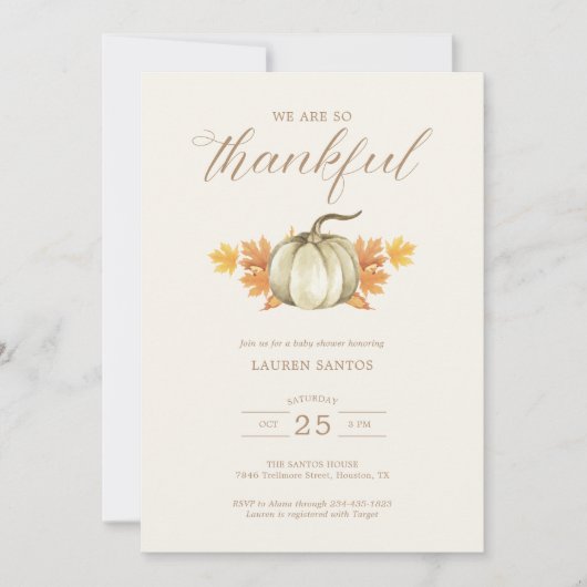 We zijn zo dankbaar - het najaar Herfst Baby showe Kaart (Voorkant)