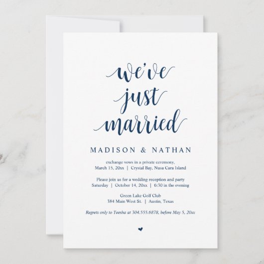 We zijn zojuist getrouwd, Uitnodiging Huwelijksfee (Voorkant)