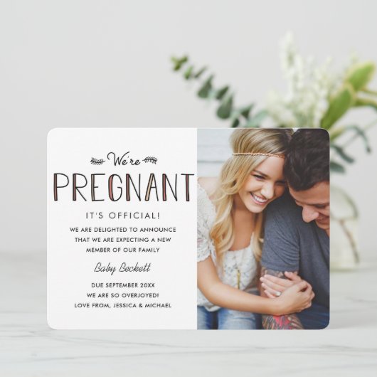 We zijn zwanger | Zwangerschap Aankondiging (Staand voorkant)