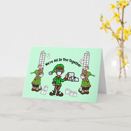 We zitten allemaal in deze samen COVID-19 kerstkaa Kaart (Gele Bloem)