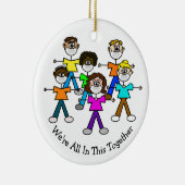 We zitten allemaal in deze samen kerstversiering keramisch ornament (Rechts)