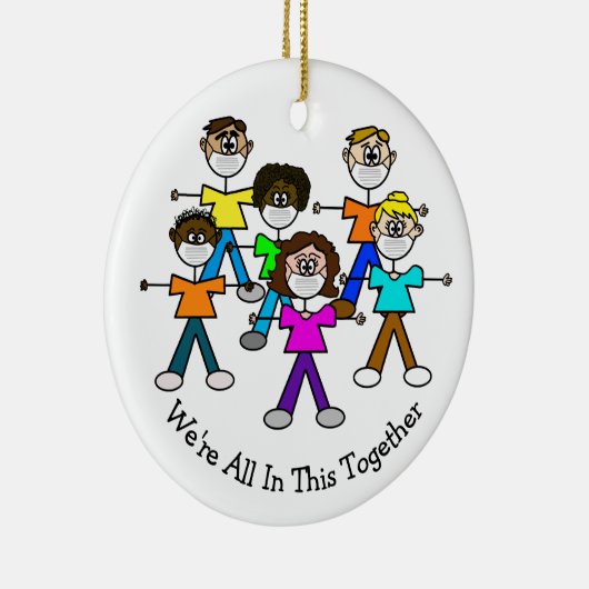 We zitten allemaal in deze samen kerstversiering keramisch ornament (Rechts)