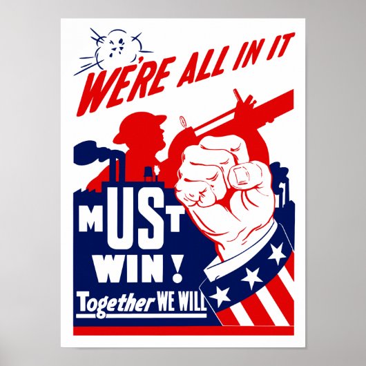 We zitten er allemaal in — WWII Poster (Voorkant)