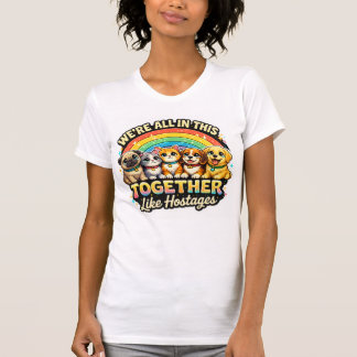 We zitten hier allemaal samen als gijzelaars t-shirt