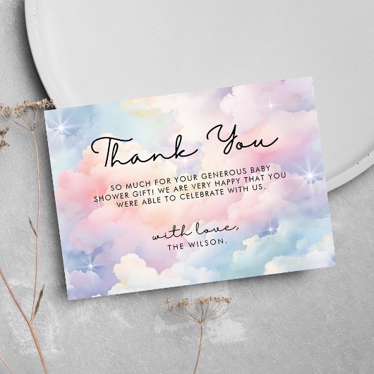 We zitten op Cloud 9 Baby shower Bedankkaart