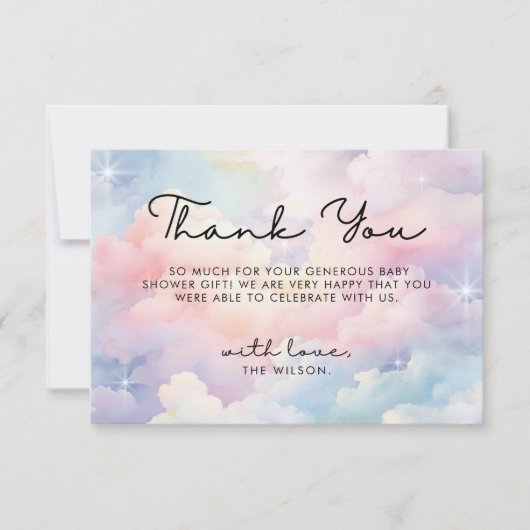 We zitten op Cloud 9 Baby shower Bedankkaart (Voorkant)