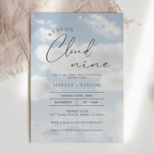 We zitten op Cloud 9 Baby shower Kaart