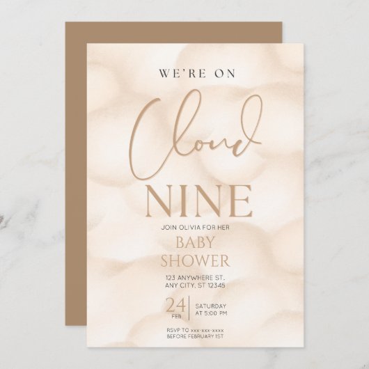 We zitten op cloud 9 baby shower kaart (Voorkant / Achterkant)