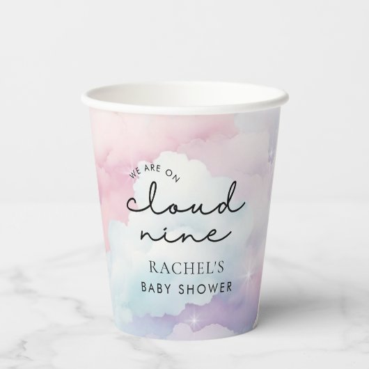 We zitten op Cloud 9 Baby shower Papieren Bekers (Achterkant)