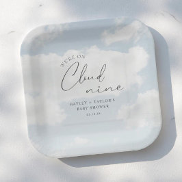 We zitten op Cloud 9 Baby shower Papieren Bordje