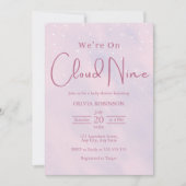 We zitten op Cloud 9 Dreamy Pink Baby shower Kaart (Voorkant)