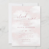 We zitten op Cloud 9 Dreamy Pink Baby shower Kaart (Voorkant)
