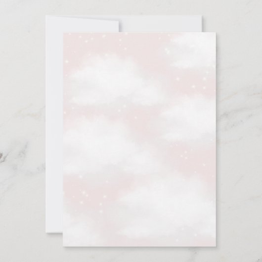 We zitten op Cloud 9 Dreamy Pink Baby shower Kaart (Achterkant)
