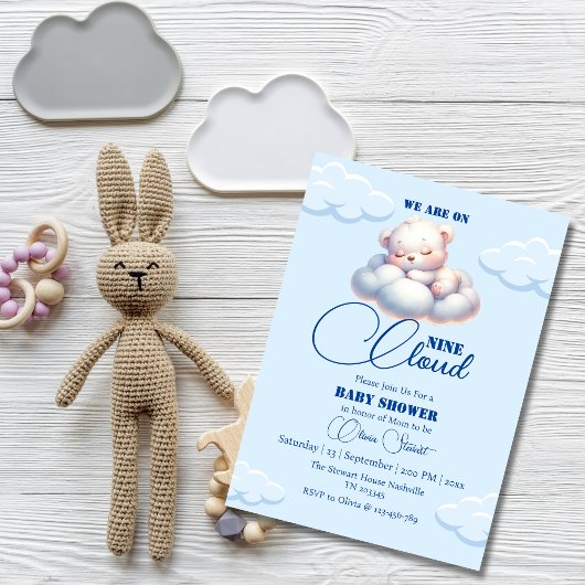 We zitten op cloud negen Baby shower Kaart