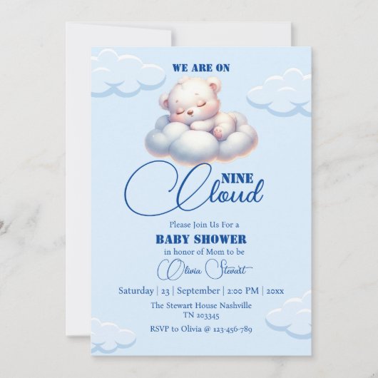 We zitten op cloud negen Baby shower Kaart (Voorkant)