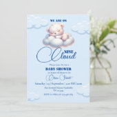 We zitten op cloud negen Baby shower Kaart (Staand voorkant)