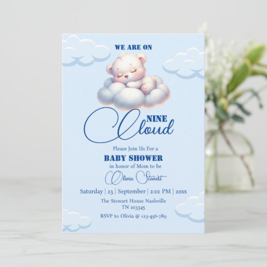 We zitten op cloud negen Baby shower Kaart (Staand voorkant)