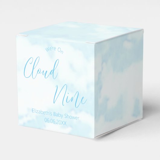 We zitten op Cloud Nine Baby shower Bedankdoosjes (Voorkant Zijde)