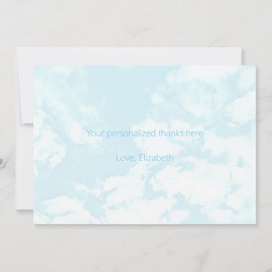 We zitten op Cloud Nine Baby shower Bedankkaart (Achterkant)