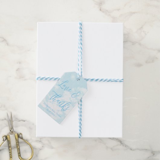 We zitten op Cloud Nine Baby shower Cadeaulabel (Met Touw)