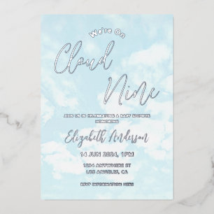 We zitten op Cloud Nine Baby shower Folie Uitnodiging