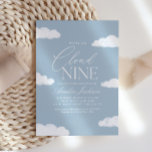 We zitten op Cloud Nine Baby shower Kaart<br><div class="desc">Nodig vrienden en familie uit om te delen in de vreugde van de komst van uw kleintje met deze stoffige blauwe 'cloud negen' thema baby shower uitnodiging.</div>