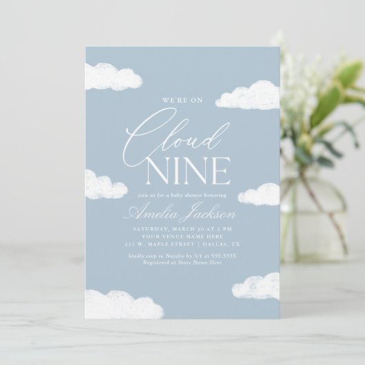 We zitten op Cloud Nine Baby shower Kaart (Staand voorkant)