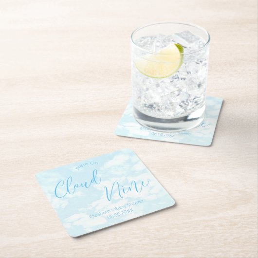 We zitten op Cloud Nine Baby shower Kartonnen Onderzetters (Insitu)