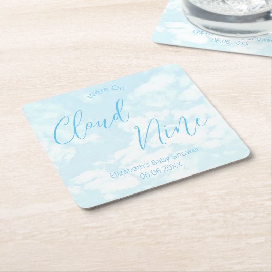 We zitten op Cloud Nine Baby shower Kartonnen Onderzetters (Schuin)