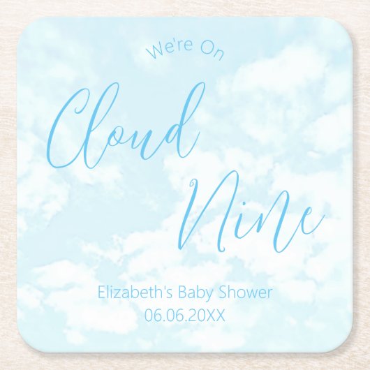 We zitten op Cloud Nine Baby shower Kartonnen Onderzetters (Voorkant)