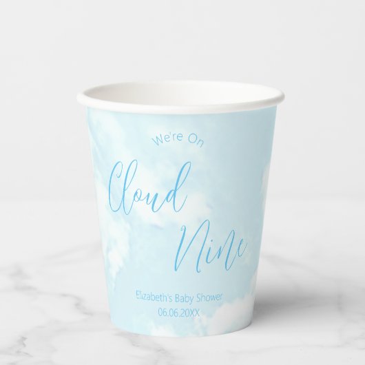 We zitten op Cloud Nine Baby shower Papieren Bekers (Voorkant)