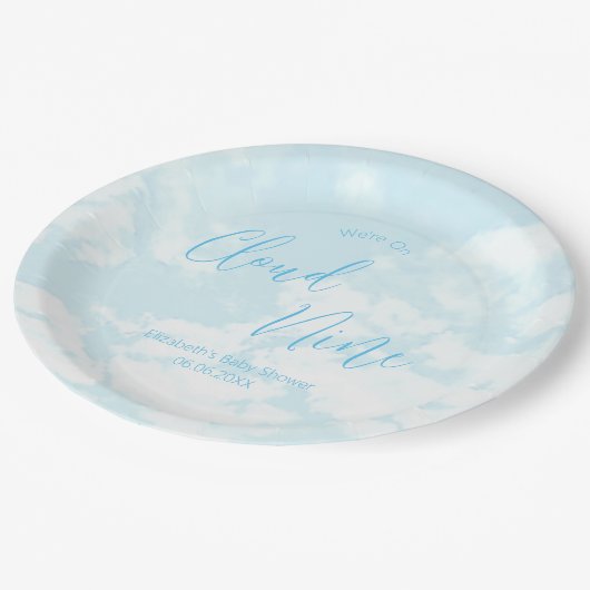 We zitten op Cloud Nine Baby shower Papieren Bordje (Gekanteld)