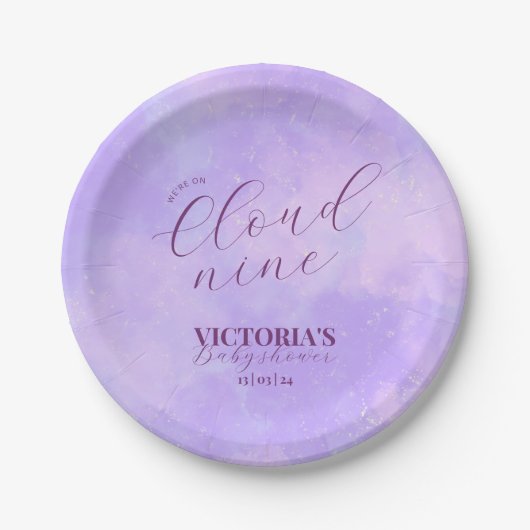 We zitten op Cloud Nine Baby shower Papieren Bordje (Voorkant)