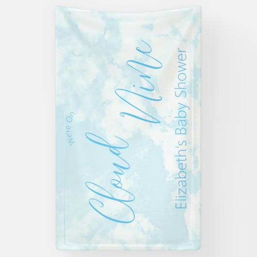 We zitten op Cloud Nine Baby shower Spandoek (Verticaal)