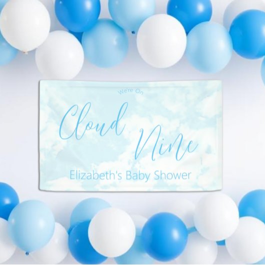 We zitten op Cloud Nine Baby shower Spandoek