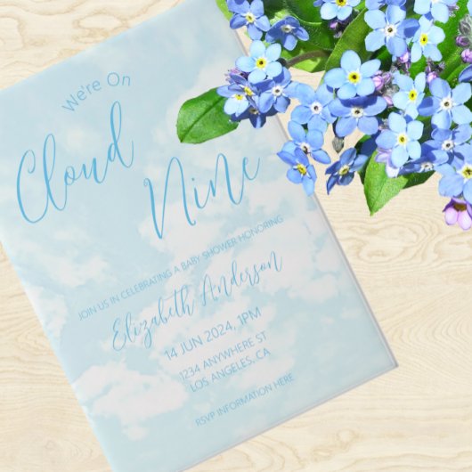 We zitten op Cloud Nine Baby shower Vellum Uitnodigingen