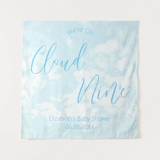 We zitten op Cloud Nine Baby shower Wandkleed (Voorkant)