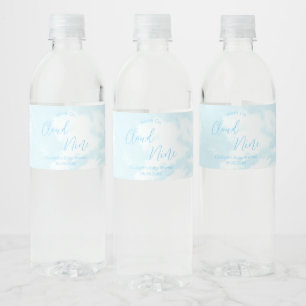 We zitten op Cloud Nine Baby shower Waterfles Etiket