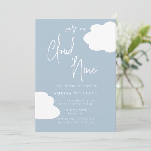 We zitten op Cloud Nine Genderneutraal Baby shower Kaart (Staand voorkant)