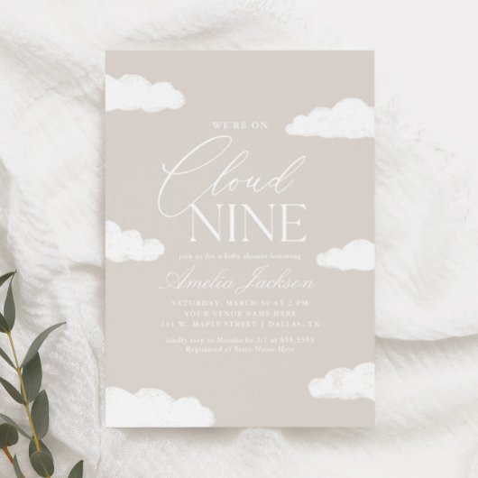We zitten op Cloud Nine Genderneutraal Baby shower Kaart
