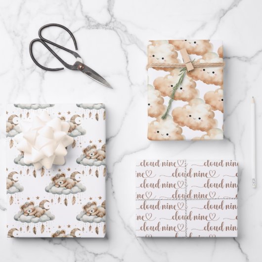 We zitten op een wolk met negen geslachtsneutrale  inpakpapier vel (Voorkant)