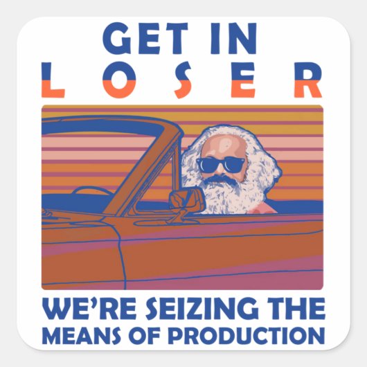 We zoeken de productiemiddelen in. vierkante sticker (Voorkant)