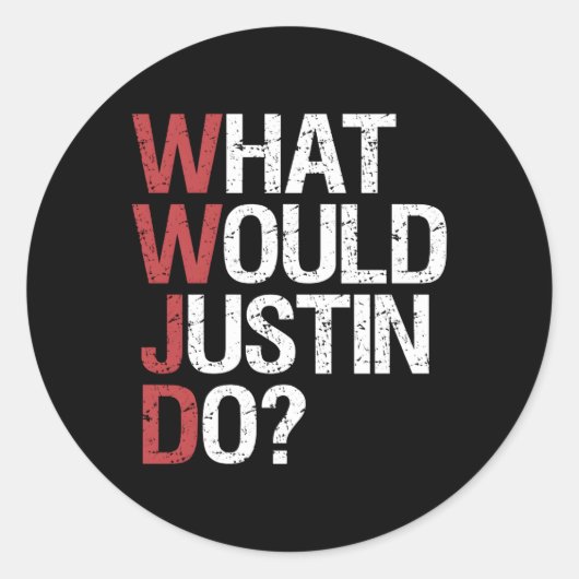 We zouden Justin wwjd doen Ronde Sticker (Voorkant)