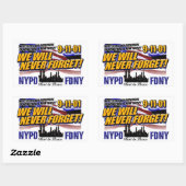 WE ZULLEN 911 NOOIT VERGETEN RECHTHOEKIGE STICKER (Vel)