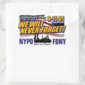 WE ZULLEN 911 NOOIT VERGETEN RECHTHOEKIGE STICKER (Tas)