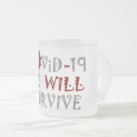 We zullen COVID-19 overleven – kracht en veerkrach Matglas Koffiemok (Voorkant rechts)