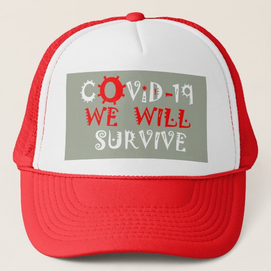 We zullen COVID-19 overleven – kracht en veerkrach Trucker Pet (Voorkant)